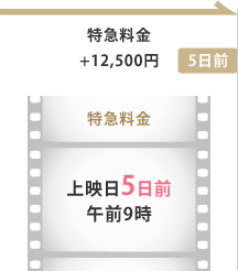 特急料金+12,500円　特急料金 上映日5日前午前9時